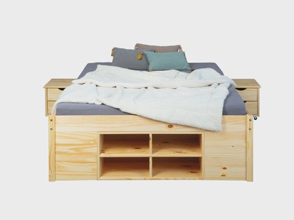 INTER LINK Bedframe Claas of Till inclusief 2 nachtkastjes en lattenbodem (Natuur - Claas, 160 x 200 cm)