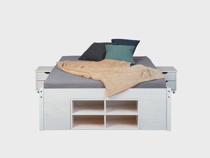 INTER LINK Bedframe Claas of Till inclusief 2 nachtkastjes en lattenbodem (Wit - Tot, 180 x 200 cm)