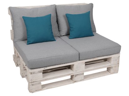 GO-DE Textil Palletkussenset (Lichtgrijs/petrol)