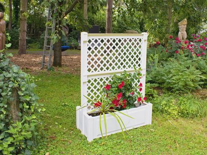 KHW bloembak met centraal trellis, L 100 cm, 110 liter, kunststof (Wit)