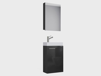 VCM Gastenwastafel Slito (Spiegelkast, Zwart)