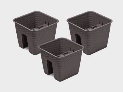 PROSPERPLAST 3 railing bloempotten (Vierkant, Bruin, 27,2 x 27,2 x 22,5 cm)