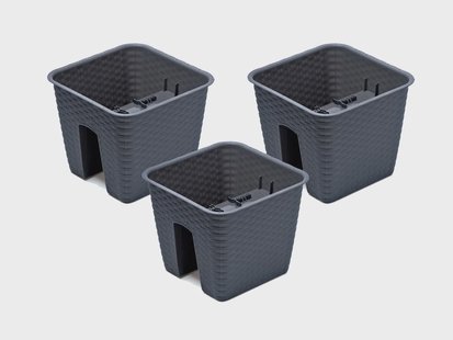 PROSPERPLAST 3 railing bloempotten (Vierkant, antraciet, 27,2 x 27,2 x 22,5 cm)