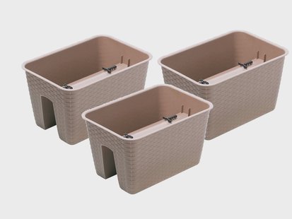 PROSPERPLAST 3 railing bloempotten (Rechthoekig, Mokka, 39,6 x 27,2 x 22,5 cm)