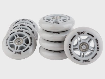 CRIVIT Inline-skatewielen met kogellagers, 8-delige set / LED-wielen 4-delige set. (90 mm)