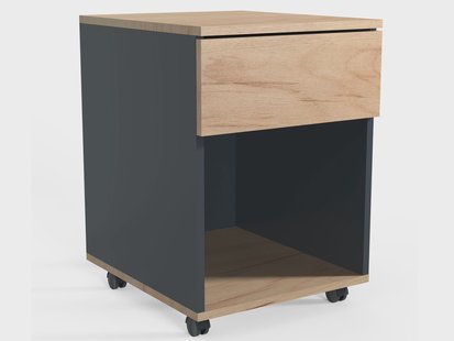 VCM Rolcontainer Dalosa 45 met push-to-open functie (Antraciet/honingeiken, 1 lade)