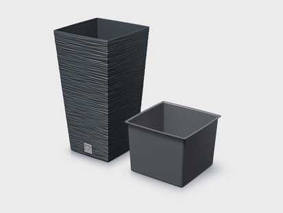 PROSPERPLAST Bloempot Furu Square (antraciet, 395x395x755)
