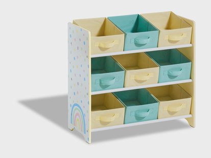 LIVARNO HOME Kinderspeelgoedopbergrek, met 9 uitneembare textielboxen. (regenboog/geel)