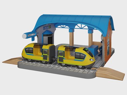 lupilu Houten treinset uitbreiding (Treinstation-set)