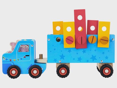 Houten vrachtwagen met aanhanger (Houten gereedschap vrachtwagen)