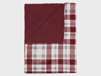 LIVARNO Fleece plaid 150 x 200 cm (geruit/rood)