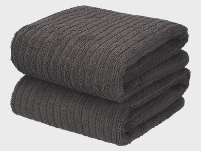 LIVARNO Set van 2 handdoeken 50 x 100 cm (Donkergrijs)