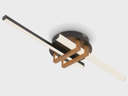 BRILONER LED-plafondlamp (2 staven, Hout, zwart)