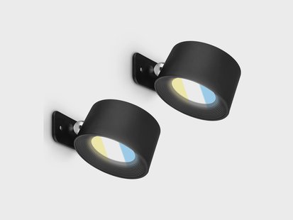 BRILONER Set van 2 draadloze wandlampen (Zwart)