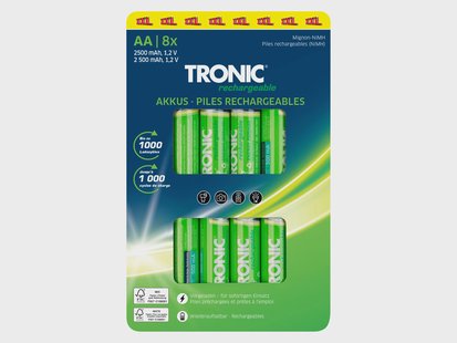 TRONIC Oplaadbare batterijen, 8 stuks. (AA)