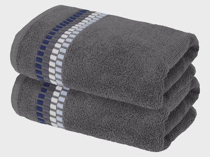 LIVARNO Set van 2 handdoeken 50 x 100 cm (Grijs)