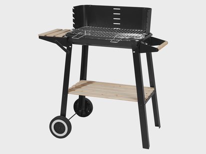 GRILLMEISTER Houtskool-BBQ - met windscherm & zijtafel