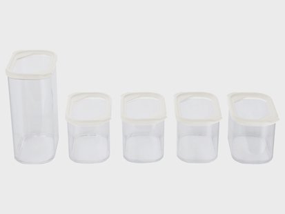 SILVERCREST Vershoudbakjes 5-delig (Set 2 maten/wit)