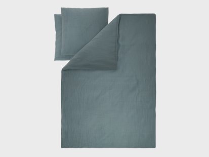 LIVARNO Mousseline dekbedovertrek 200 x 200 cm (Donkerblauw)