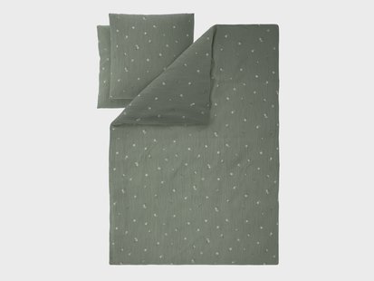 LIVARNO Mousseline dekbedovertrek 240 x 220 cm (Bloemen/groen)
