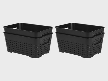W5 Set van 4 opbergmanden (Zwart)
