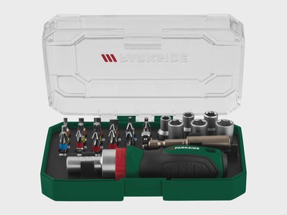 PARKSIDE Ratel-bitset, bitset of bit- en dopsleutelset (Bit- en dopsleutelset 6,3 mm)