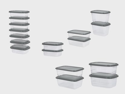 SILVERCREST Vershoudbakjes met deksel - 17-delig (Grijs)