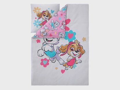 Kinder dekbedovertrek Paw Patrol 140 x 200 cm (Wit/lichtroze)