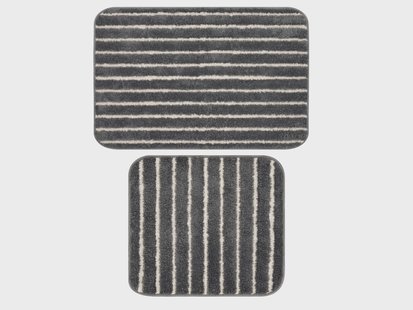 LIVARNO Badmat en toiletmat, 2-delig (Zonder uitsnede, Grijs)