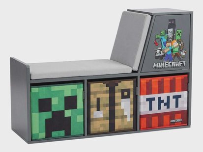 MINECRAFT Zitbank met opbergruimte en kussen