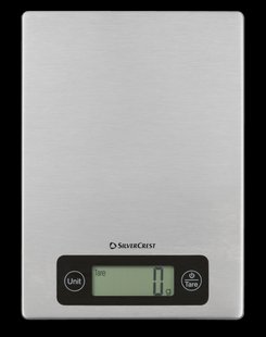 SILVERCREST Glazen keukenweegschaal 5 kg (Zilver)
