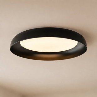 Florie LED plafondlamp, metaal, zwart, Ø 40 cm - Lindby - Woonkamer - Modern - Kunststof - Zonder afstand