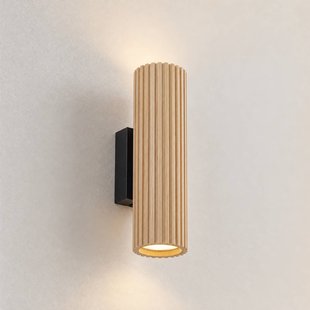 Lindby wandlamp Stralino, 2-lamps, hoogte 22 cm, hout