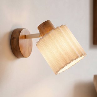 Lindby wandspot Shiloh, naturel/beige, hout/linnen, E14