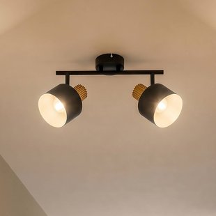 Lindby plafondspot Lenja, 2-lamps, zwart, E14, metaal