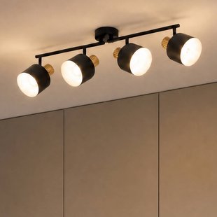 Lindby plafondspot Lenja, 4-lamps, zwart, E14, metaal