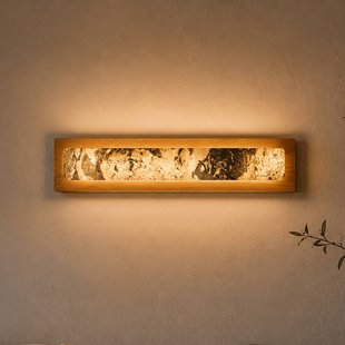Elobra LED wandlamp Chile L, eiken/kleurrijke leisteen, breedte 20 cm