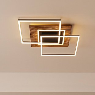 Elobra LED plafondlamp Atacama M Plus, eiken/zwart, hout, RGBW