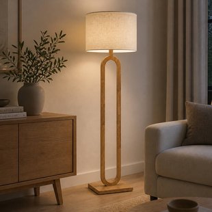Elobra Vloerlamp Patagonia, licht eiken/naturel, hoogte 160 cm, hout/stof