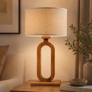 Elobra Tafellamp Patagonia licht eiken/naturel Hoogte 50 cm Hout/stof