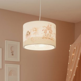 Elobra Hanglamp Feenwelt wit/roze Ø 38 cm kunststof