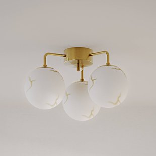 Bellagio plafondlamp, messing/wit, 3-lamps, glas - By Rydéns - Woonkamer - Meerdere lampen
