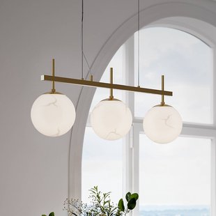 Bellagio hanglamp, messingkleurig/wit, 3-lamps - By Rydéns - Eetkamer - Glas - Meerdere lampen