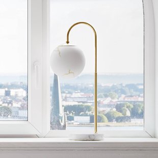 Bellagio tafellamp, messingkleurig/wit, glas, E27 - By Rydéns - Woonkamer - Metaal - 1 lamp