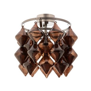 By Rydéns plafondlamp Gemma, bruin, staal, glas, E27