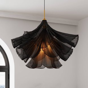 By Rydéns hanglamp Juliette, zwart, tule/metaal, E27