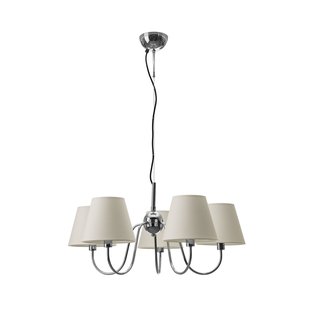 Lynx kroonluchter, chroom/wit, 5-lamps, metaal, textiel, E14 - By Rydéns - Eetkamer - Meerdere lampen