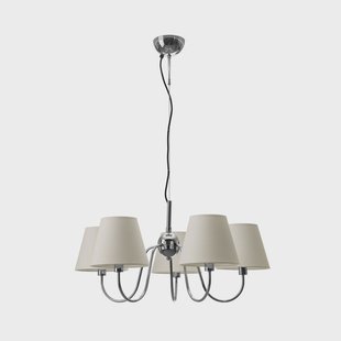 By Rydéns kroonluchter Lynx chroom/wit, 5-lamps, metaal, stof