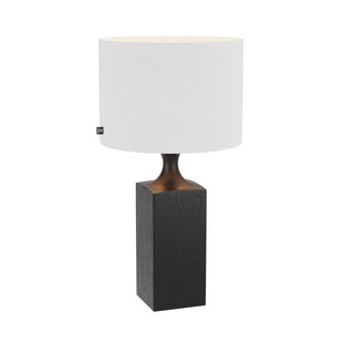 Woody tafellamp, hoogte 56 cm, zwart/wit, hout, linnen, E27 - By Rydéns - Woonkamer - 1 lamp