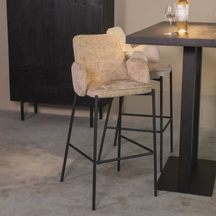 LABEL51 Barkruk Joni Elegance stof - Beige (zithoogte 78cm)